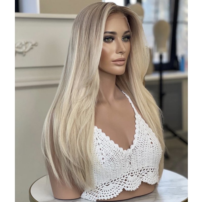 Russian Human Hair Braided Wigs Body Wave Peluca Front Jewish Kosher Wigs Frontal De Encaje Hd Lace Front Sweeping Blonde Smooth