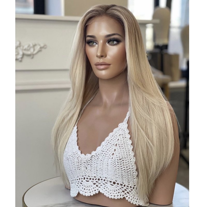 Russian Human Hair Braided Wigs Body Wave Peluca Front Jewish Kosher Wigs Frontal De Encaje Hd Lace Front Sweeping Blonde Smooth