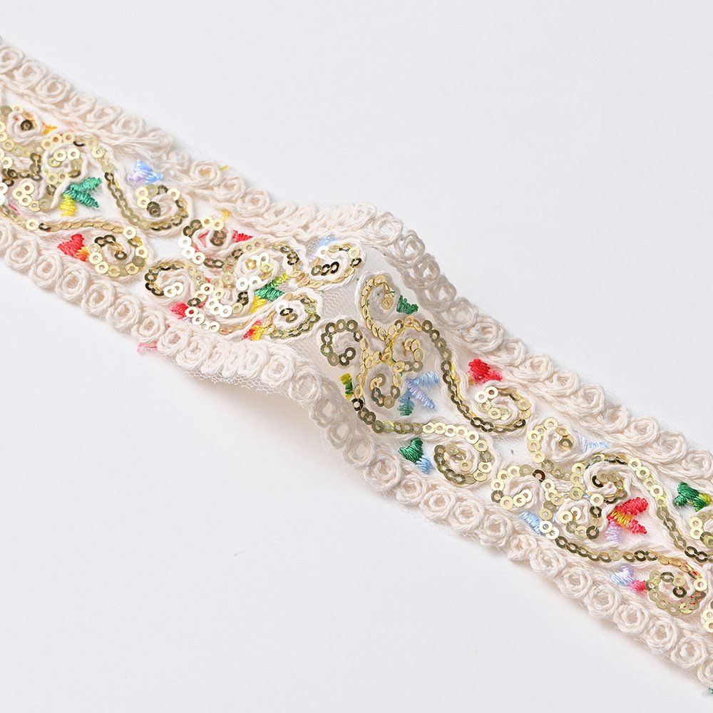 Latest Gold Fine Embroidered Organza Lace Fabric Ribbon For Dress Fabric Flower Garment Accessories