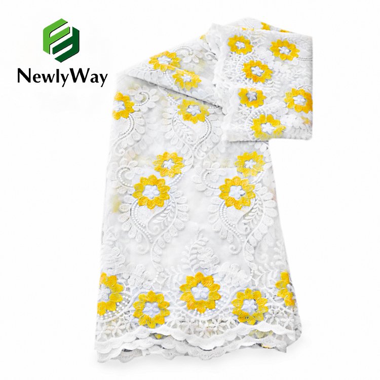 Factory Selling Embroidery Colorful African Milk Silk Lace Guipure High Quality French Lace Fabric For Women Garment Party