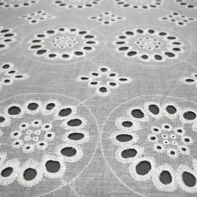 TUTON Custom TC Cotton 135 CM Lace Embroidery Fabric For Dress