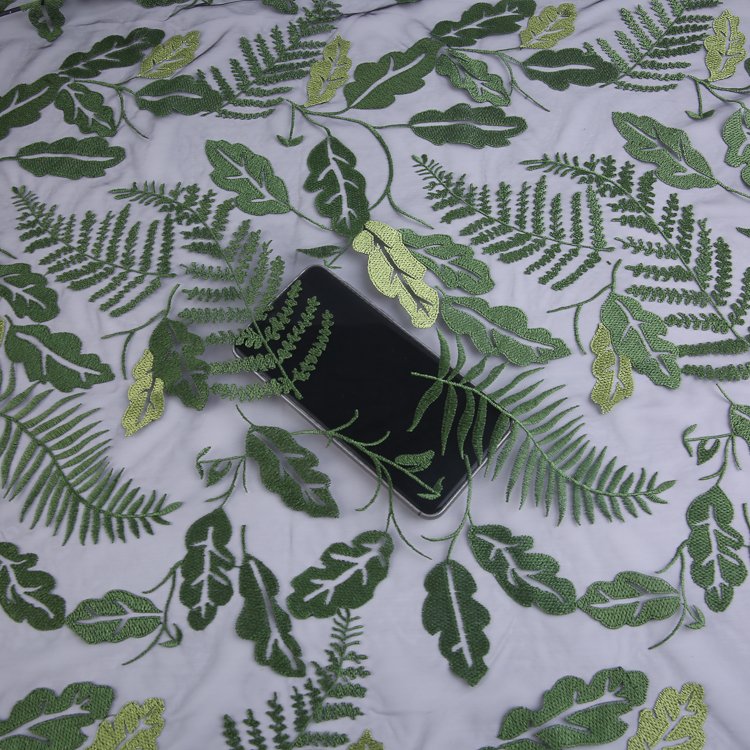 HA-13406C Mesh embroidery fabric wholesale cheap competitive price leaf embroidery fabric