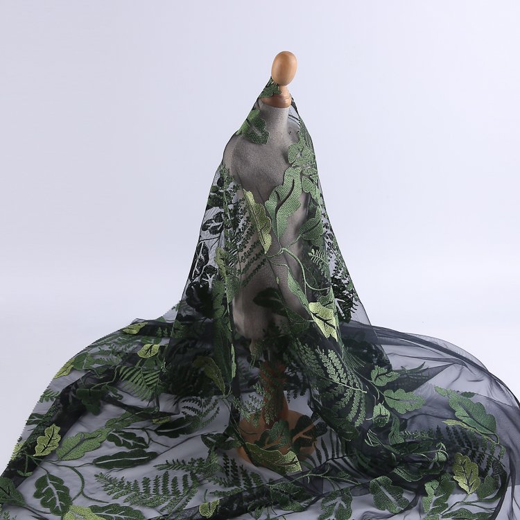 HA-13406C Mesh embroidery fabric wholesale cheap competitive price leaf embroidery fabric