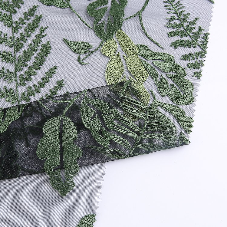 HA-13406C Mesh embroidery fabric wholesale cheap competitive price leaf embroidery fabric