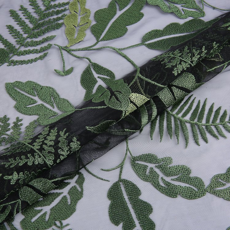 HA-13406C Mesh embroidery fabric wholesale cheap competitive price leaf embroidery fabric
