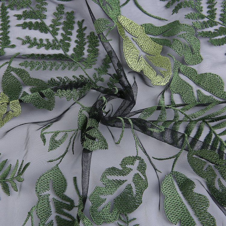 HA-13406C Mesh embroidery fabric wholesale cheap competitive price leaf embroidery fabric