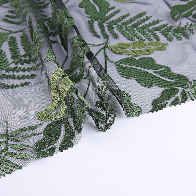 HA-13406C Mesh embroidery fabric wholesale cheap competitive price leaf embroidery fabric
