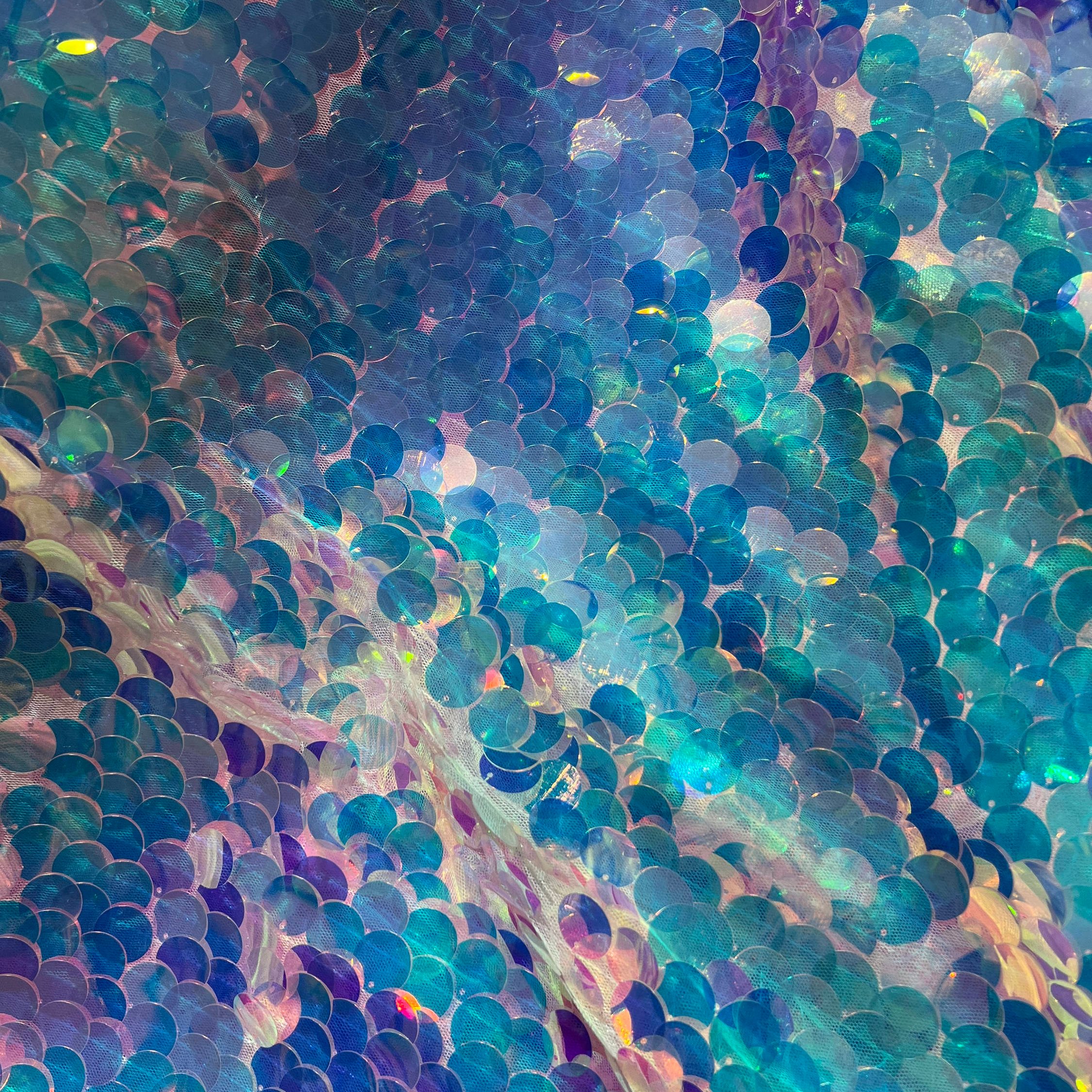 2023 Hot Sale 3D 1.8cm Big Sequins Colorful Fabric Mesh Fabric Shiny Net 8 Sequence Mesh Fabrics For Party Wear