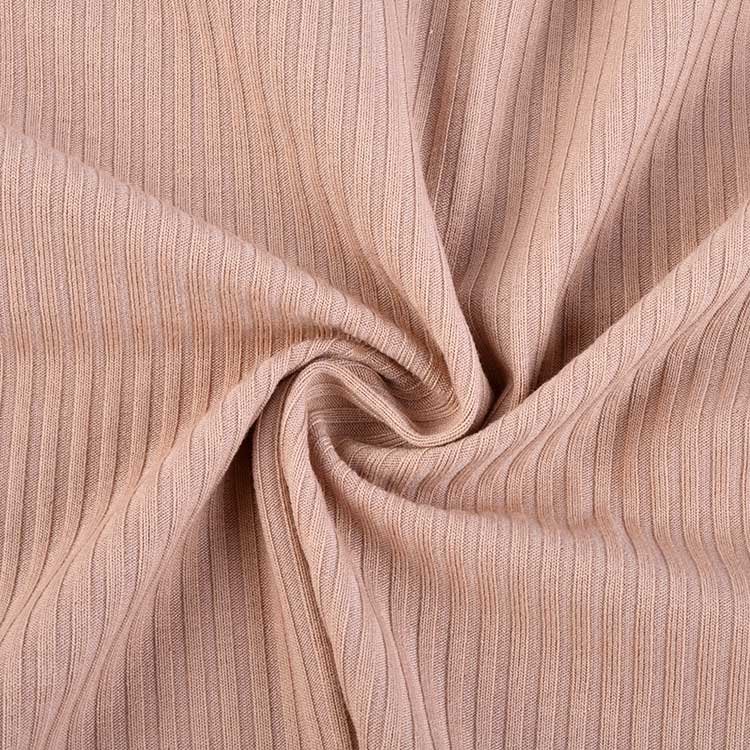 Custom 30STR 4x3 ribbed knit fabric 64% polyester 30% Rayon 6% spandex stretch ribbed fabric for clothing