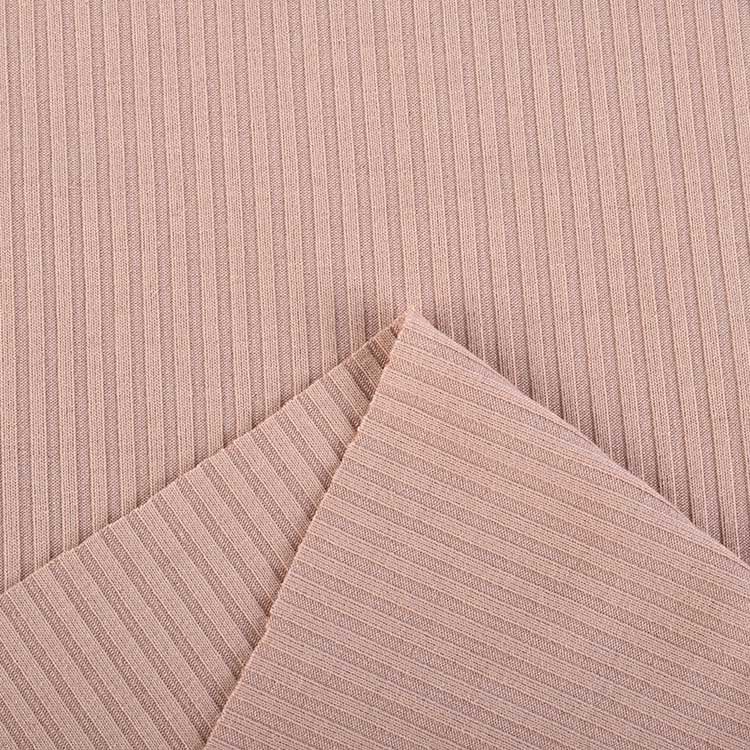 Custom 30STR 4x3 ribbed knit fabric 64% polyester 30% Rayon 6% spandex stretch ribbed fabric for clothing