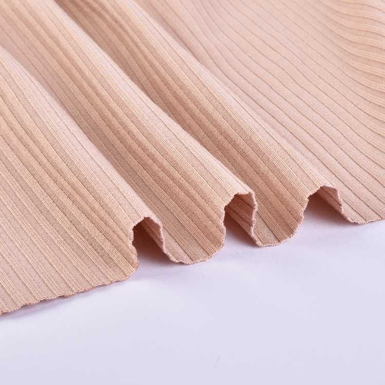 Custom 30STR 4x3 ribbed knit fabric 64% polyester 30% Rayon 6% spandex stretch ribbed fabric for clothing
