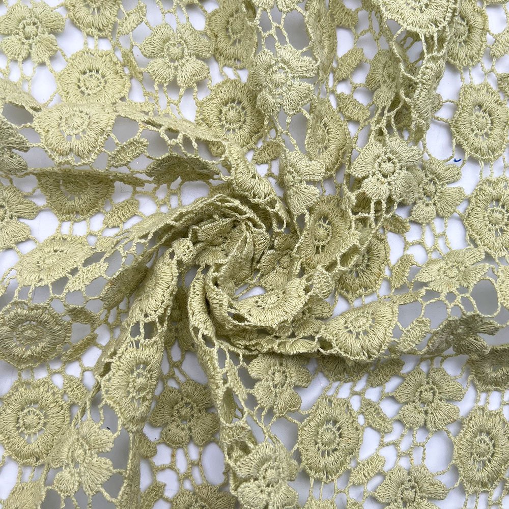 High quality stock water-soluble embroidery flower fabric hollow out cotton lace fabric with holes guipure embroidery fabric