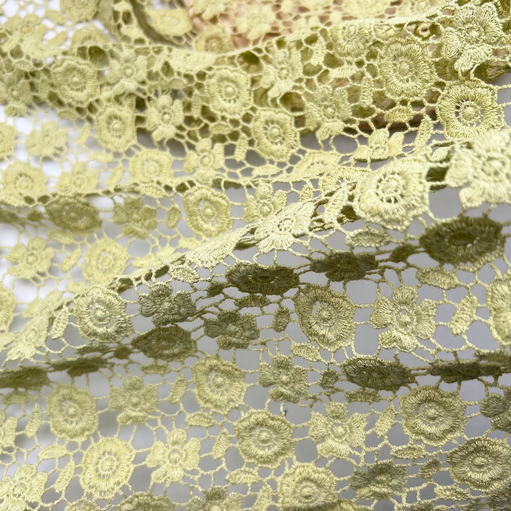 High quality stock water-soluble embroidery flower fabric hollow out cotton lace fabric with holes guipure embroidery fabric
