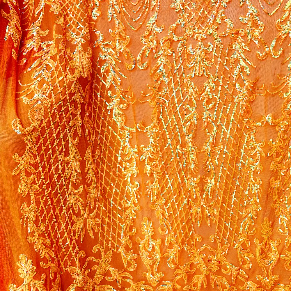 High Quality African Beaded Glitter Sequined French Net Embroidered Stretch Mesh Iridescent Sequined Lace Fabric For Women Dress