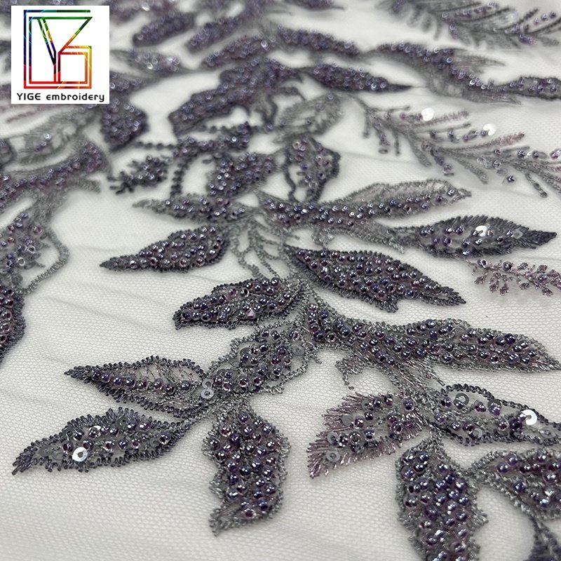 French High quality 100% polyester African Fashion Wedding beaded sequins embroidered evening dresses Lace Fabric