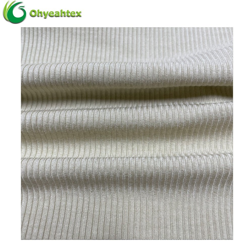 New Arrival Knit 2x2 Rib Modal Acetate Blend Micro Modal Fabric Ribbed For Neckline