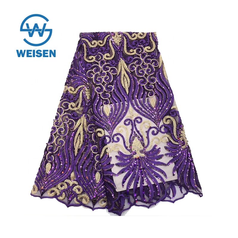 Knitting Fabric Dress African Net Wedding Sequin Embroidery Africa French Lace 2019