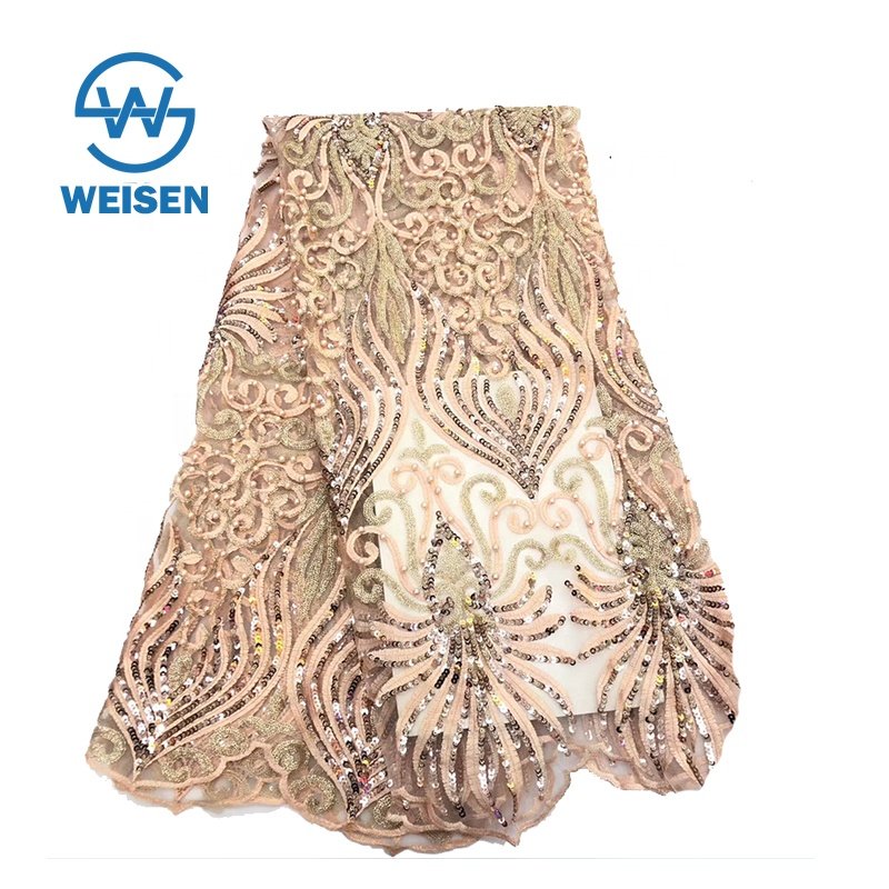 Knitting Fabric Dress African Net Wedding Sequin Embroidery Africa French Lace 2019