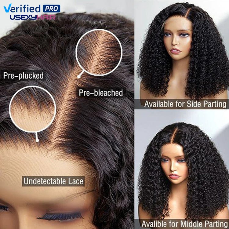 Wholesale Cheapest HD Glueless Lace Frontal Double Drawn Natural Raw Peruvian Human Hair Kinky Curl Front Wig For Black Women