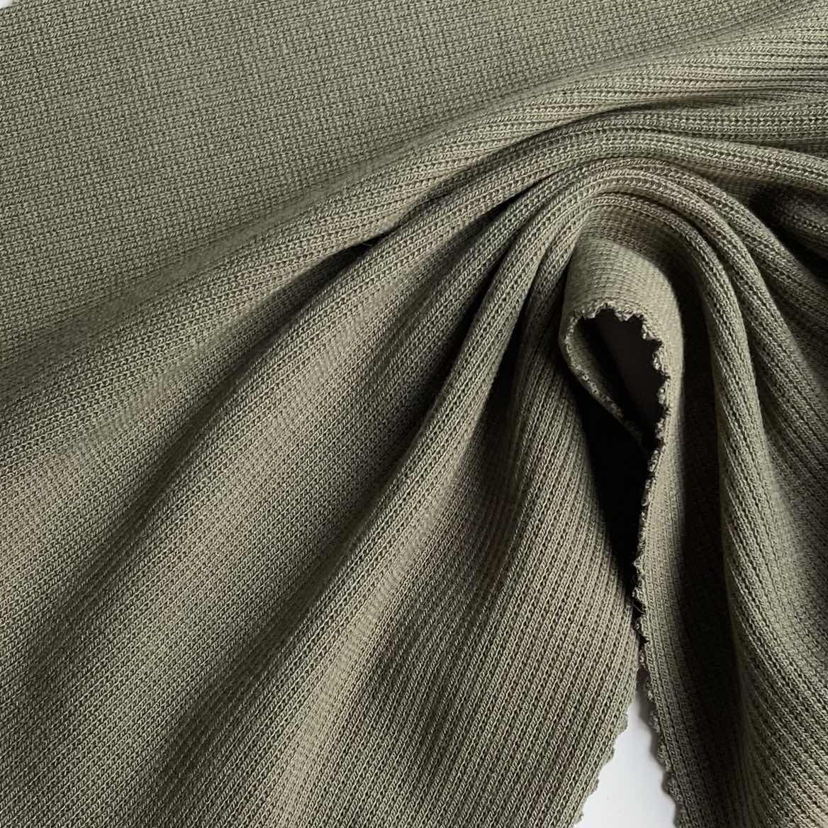 27%cotton 5%spandex Bamboo Rib Fabric Cotton Spandex High Quality 380GSM 68%bamboo 2*2 Tshirt Fabric Knitted Plain Dyed NE32+40D