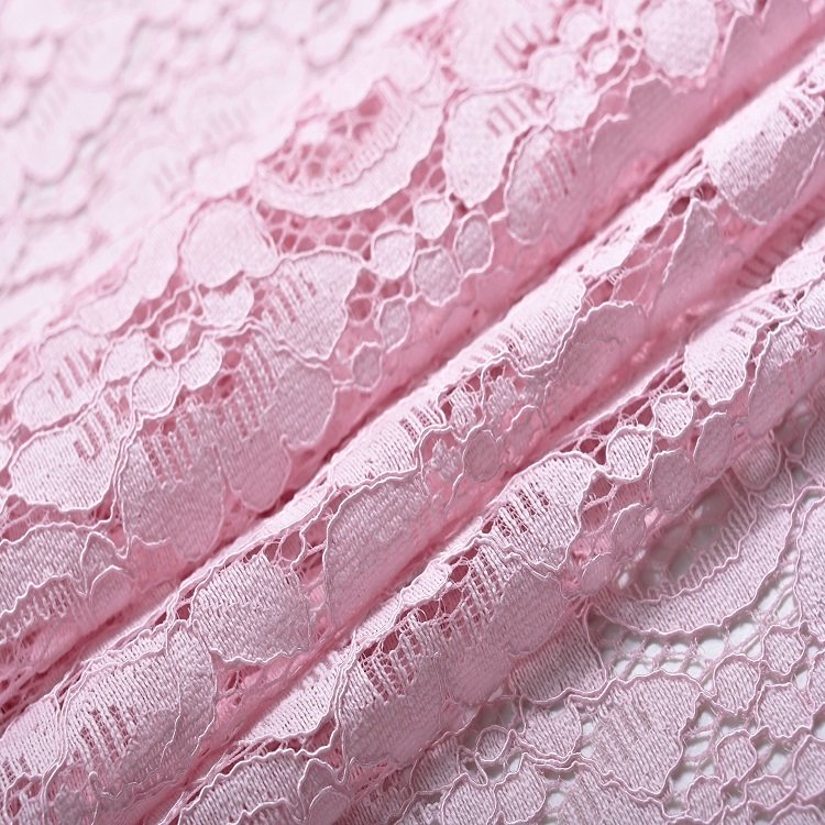 New Style Lower Price Pink Nylon Cotton Embroidery Florals Fabric With Flowers Lace Fabric For Dress