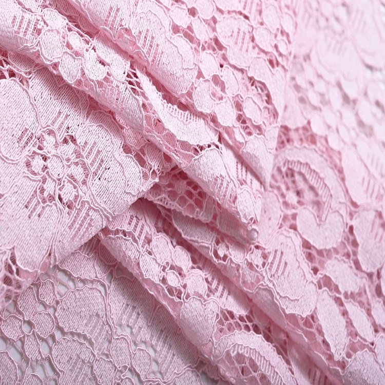 New Style Lower Price Pink Nylon Cotton Embroidery Florals Fabric With Flowers Lace Fabric For Dress