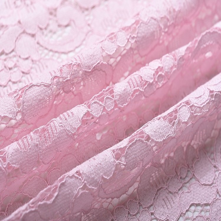 New Style Lower Price Pink Nylon Cotton Embroidery Florals Fabric With Flowers Lace Fabric For Dress