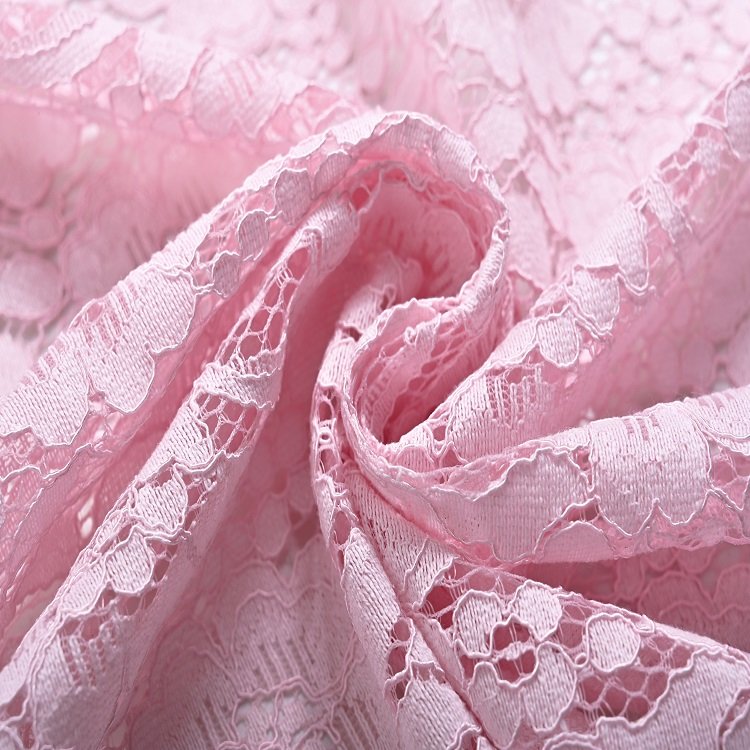 New Style Lower Price Pink Nylon Cotton Embroidery Florals Fabric With Flowers Lace Fabric For Dress