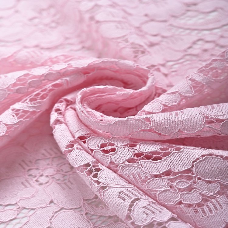 New Style Lower Price Pink Nylon Cotton Embroidery Florals Fabric With Flowers Lace Fabric For Dress