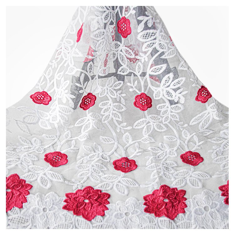 Factory Direct Selling Embroidery Color Milk Silk Lace Fabric High Quality French Lace Fabric With Beads For Women Garment Party