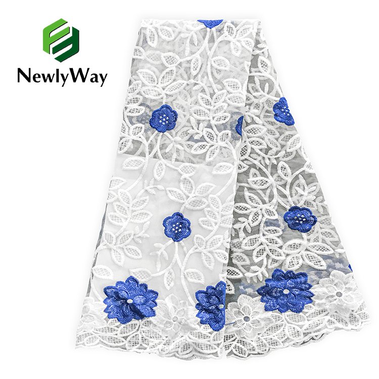 Factory Direct Selling Embroidery Color Milk Silk Lace Fabric High Quality French Lace Fabric With Beads For Women Garment Party