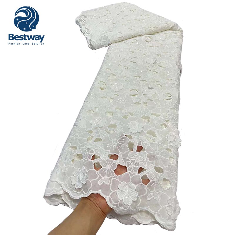 Bestway New Fashion Bridal Wedding Dress Cord Guipure African Cupion Lace Embroidery Fabric