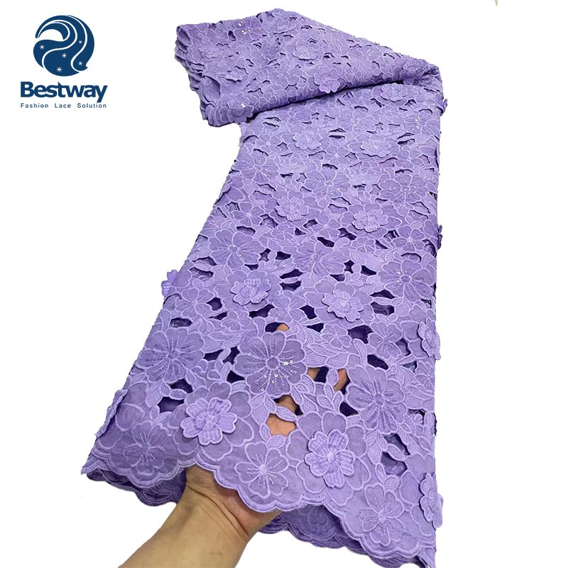 Bestway New Fashion Bridal Wedding Dress Cord Guipure African Cupion Lace Embroidery Fabric