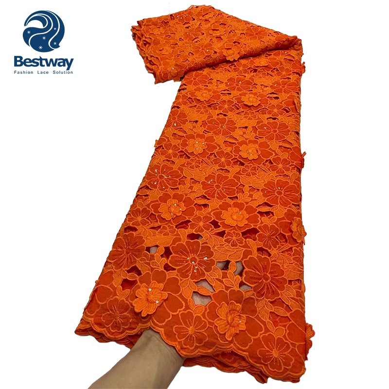 Bestway New Fashion Bridal Wedding Dress Cord Guipure African Cupion Lace Embroidery Fabric