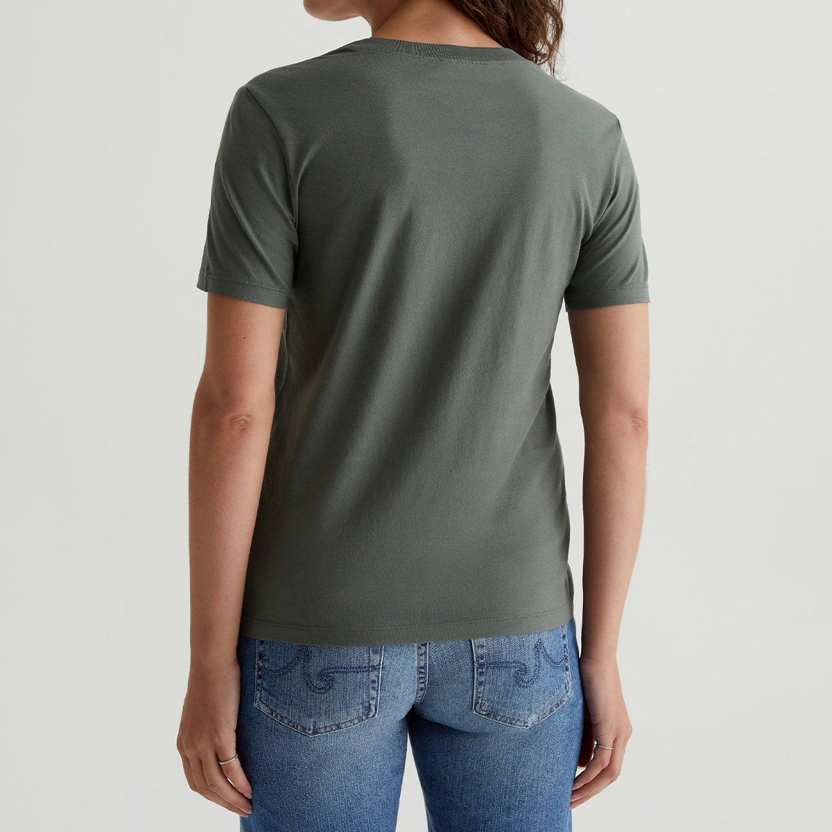 OEM/ODM Custom Green Women's Crew Neck Tee - 1X1 Rib Neckband, Premium Knit, 100% Cotton, Durable Twist Yarns