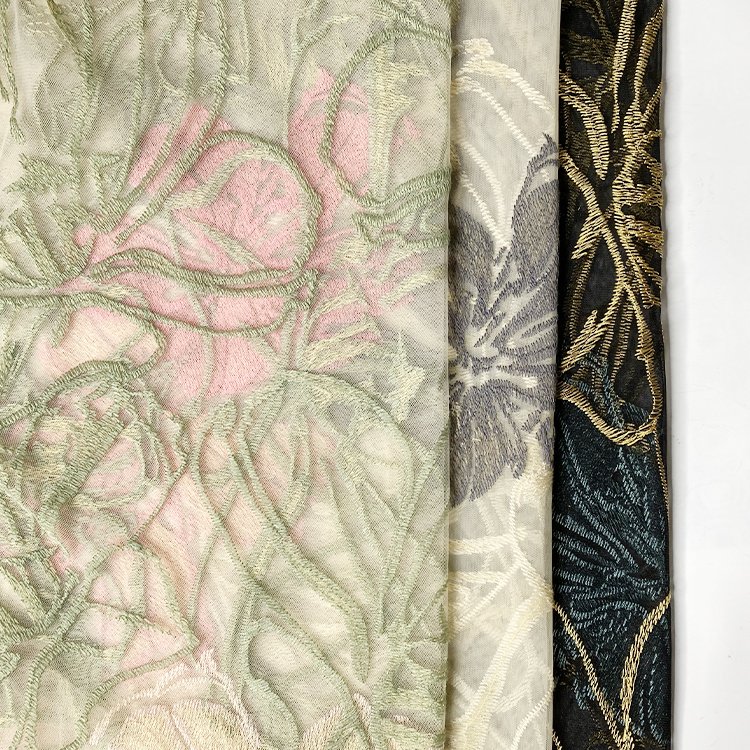 Harvest latest polyamide nylon mesh colorful floral poly yarn embroidery for dress and party wear