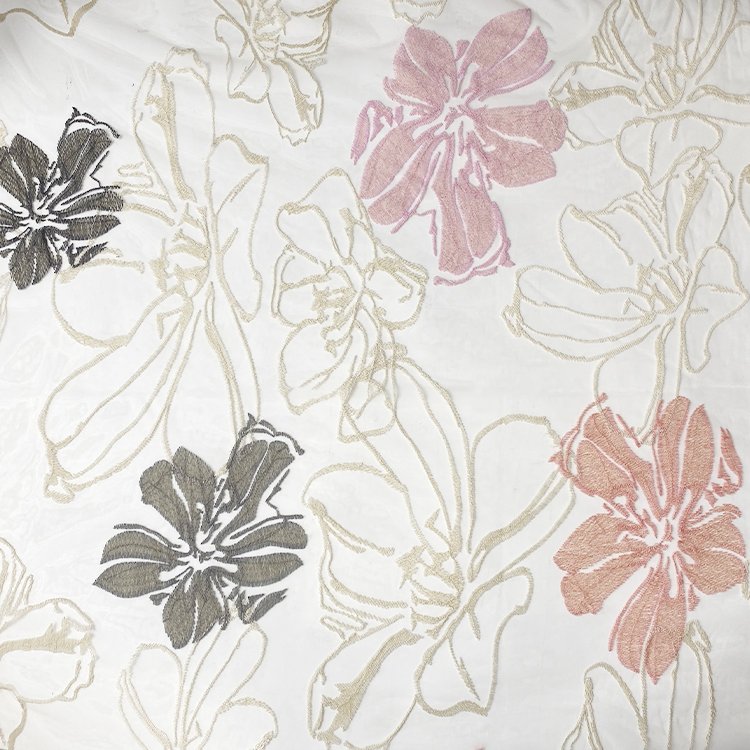 Harvest latest polyamide nylon mesh colorful floral poly yarn embroidery for dress and party wear