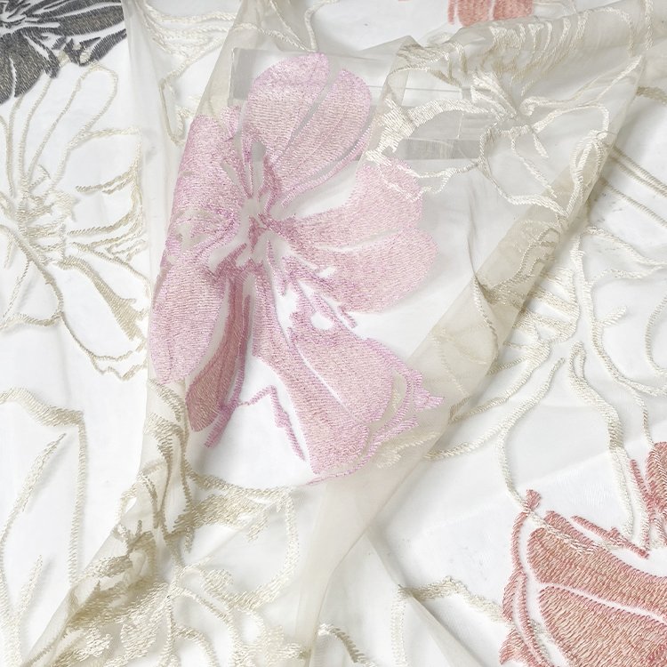 Harvest latest polyamide nylon mesh colorful floral poly yarn embroidery for dress and party wear