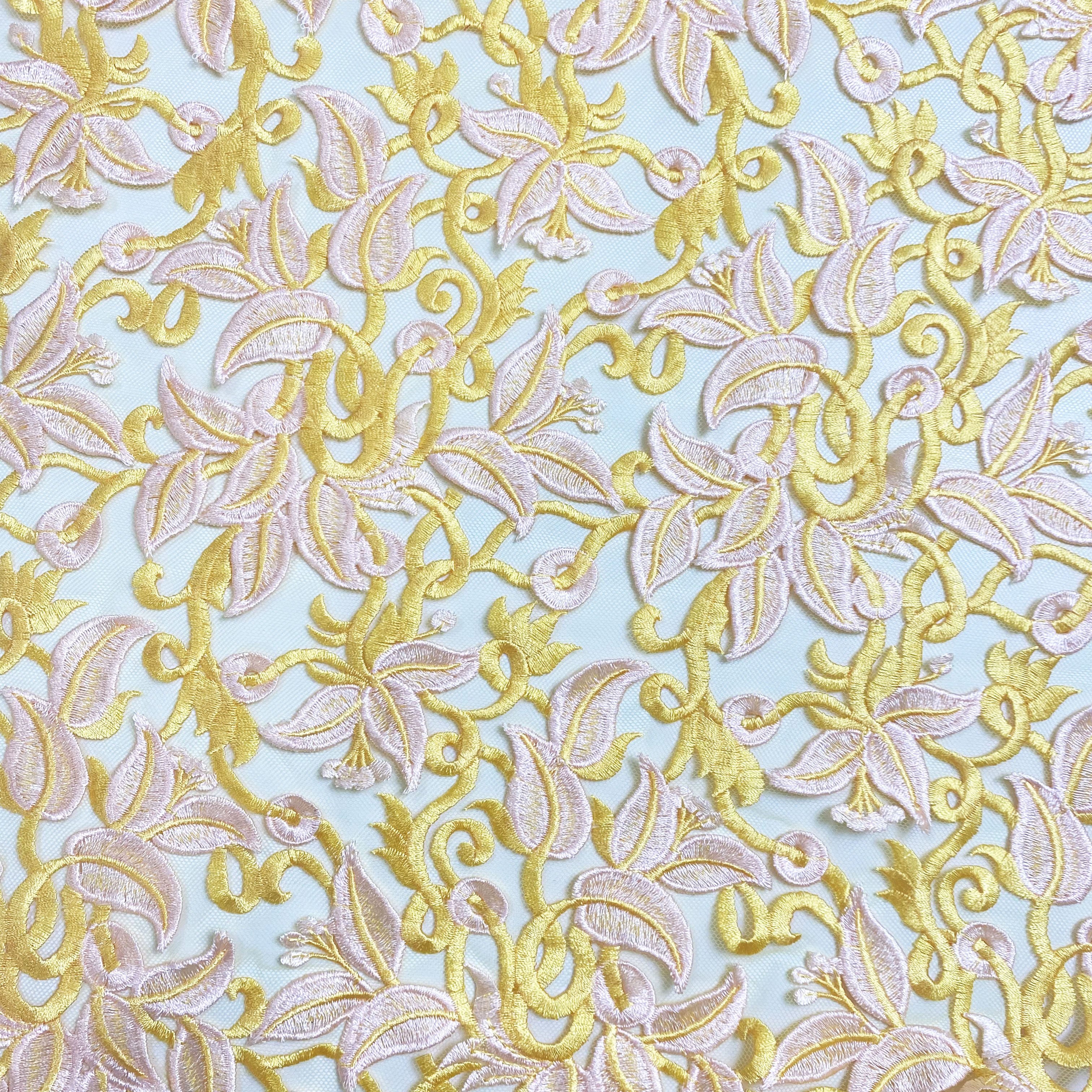 2024 high quality flower lace tulle fabric with embroidery 3d flower lace chemical lace embroidery fabric