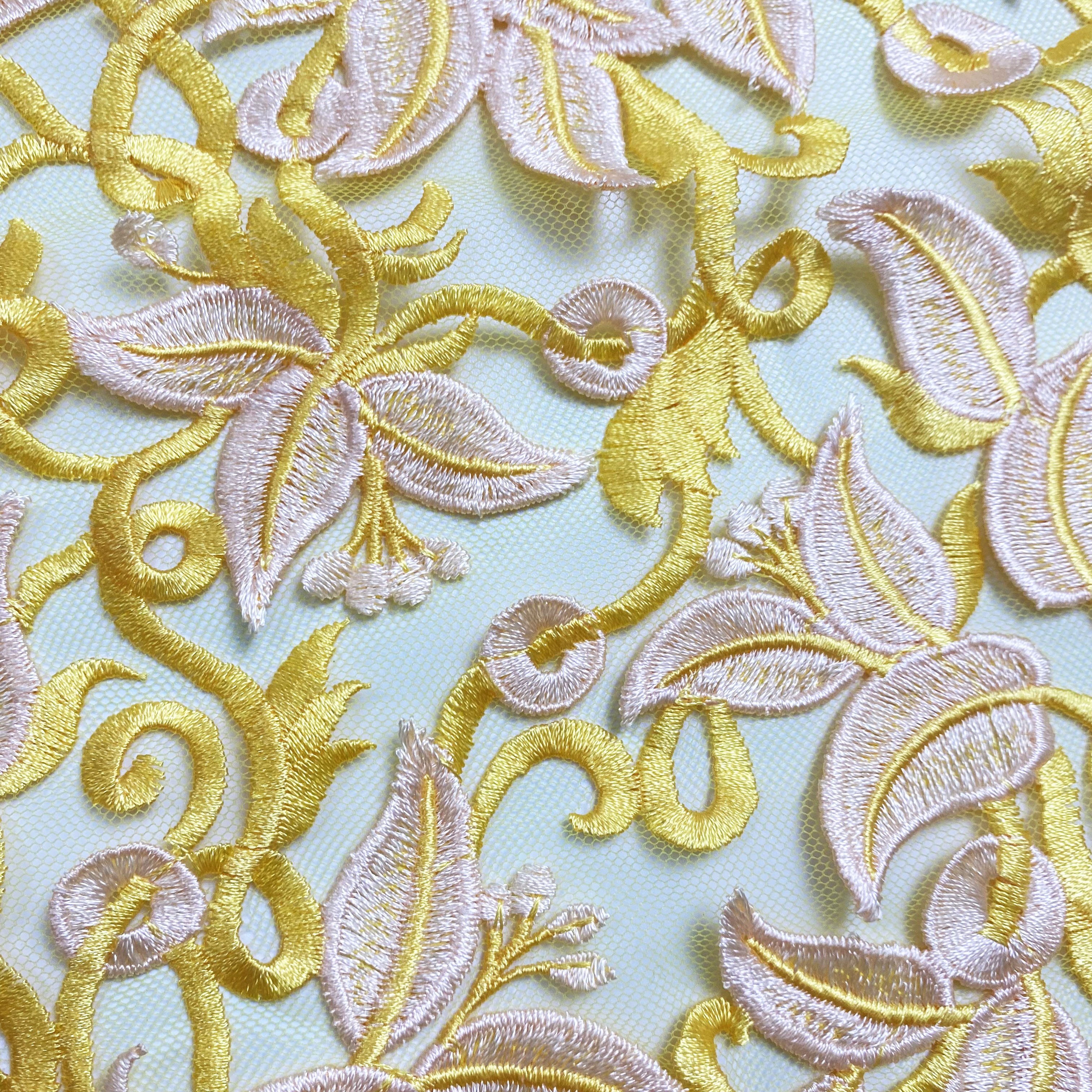 2024 high quality flower lace tulle fabric with embroidery 3d flower lace chemical lace embroidery fabric