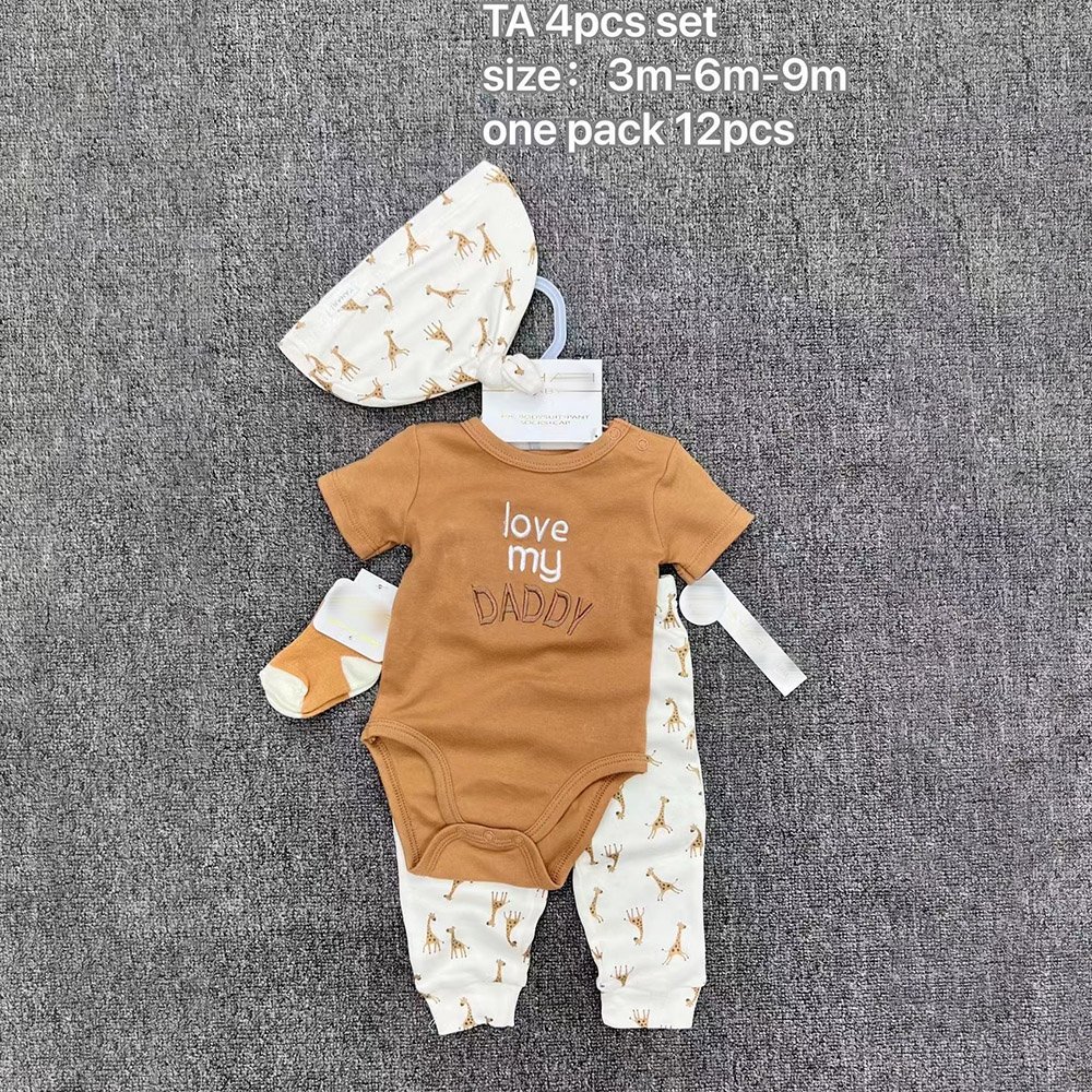 Newborn Baby Boys Spring Autumn Outfits Infant Ribbed Knitted Cotton Long Sleeve Romper+Socks+Cap+Trousers Baby Onesie