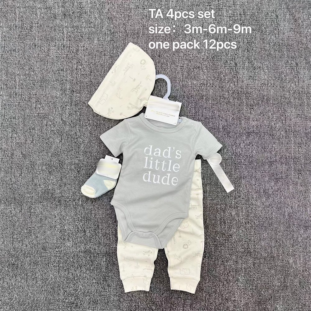 Newborn Baby Boys Spring Autumn Outfits Infant Ribbed Knitted Cotton Long Sleeve Romper+Socks+Cap+Trousers Baby Onesie