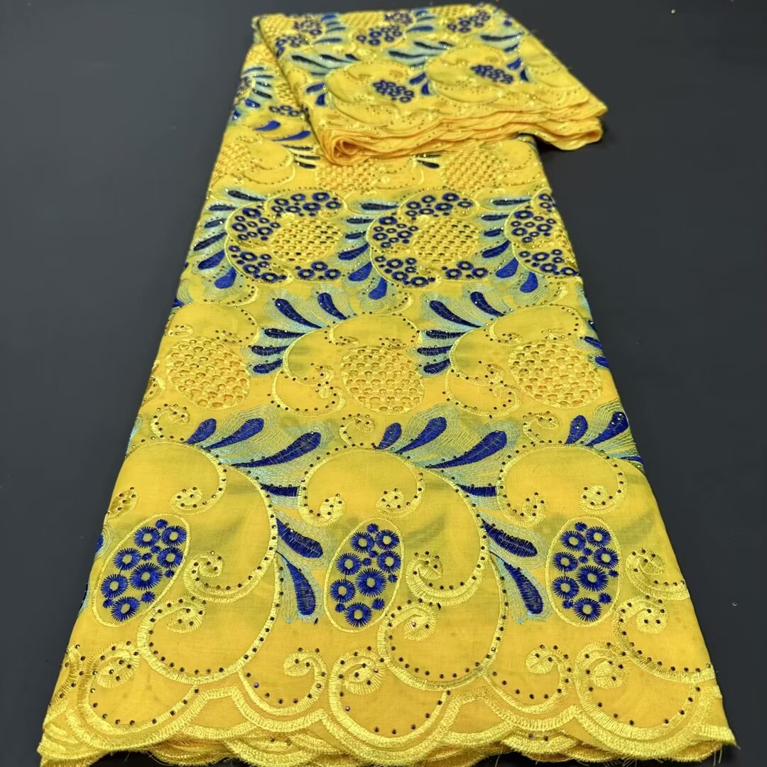 2024 hot sale Nigeria Printed Cotton Batik Lace cloth Voile Lace Fabric Switzerland
