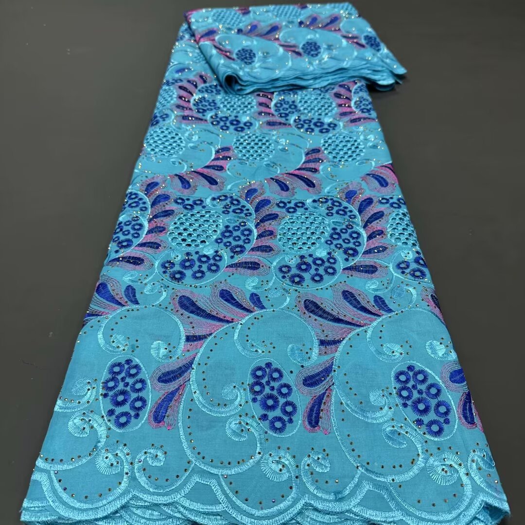 2024 hot sale Nigeria Printed Cotton Batik Lace cloth Voile Lace Fabric Switzerland