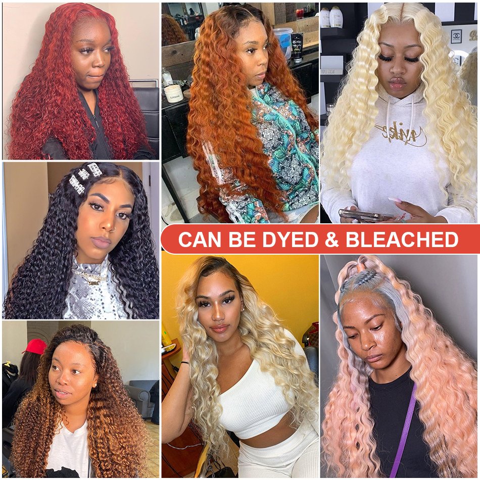 Ombre Honey Blonde Brown Deep Wave Glueless HD Frontal Wig Highlight Kinky Curly Lace Front Wigs For Women