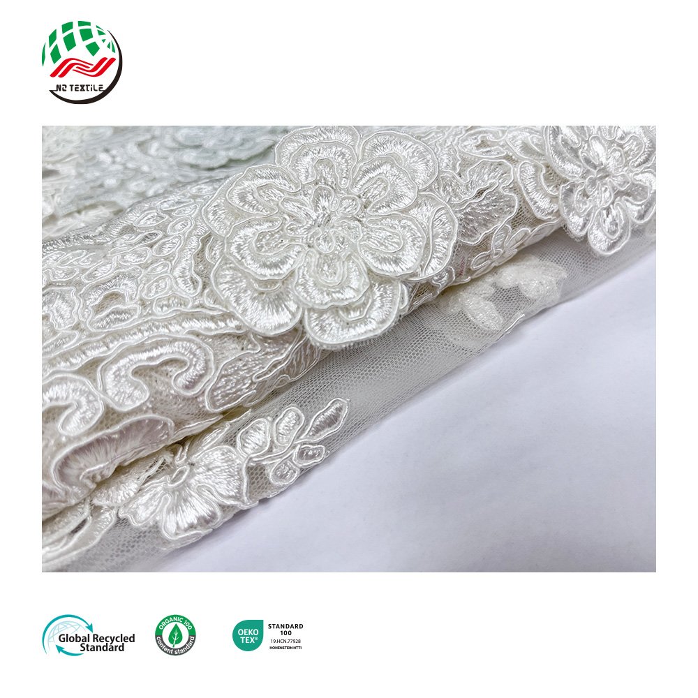 Lovely Design Stock Wedding Mesh Lace Fabric Embroidery for Dresses and Skirts