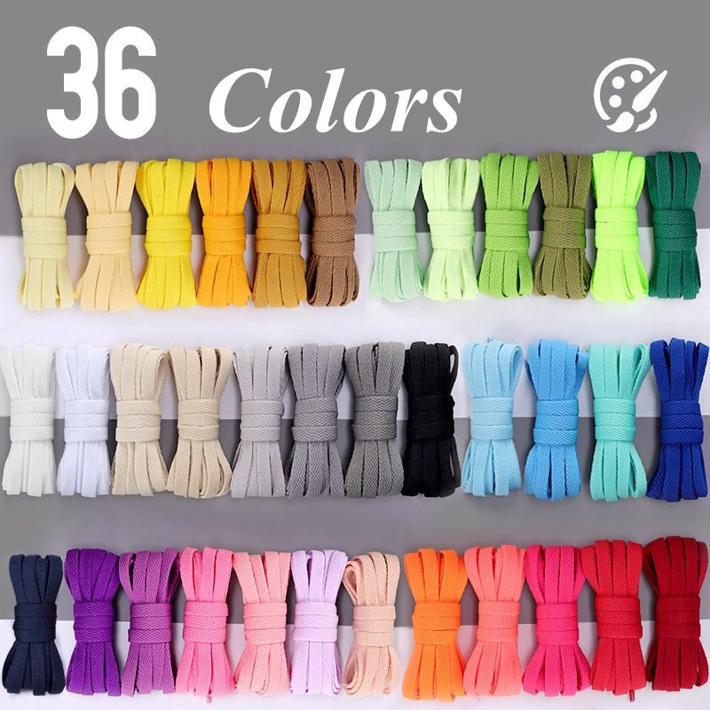 1Pair Classic Shoelaces for Sneakers 36 Solid colors Fabric Shoe laces AJ Flat Shoe lace Unisex Boot Laces for Shoes