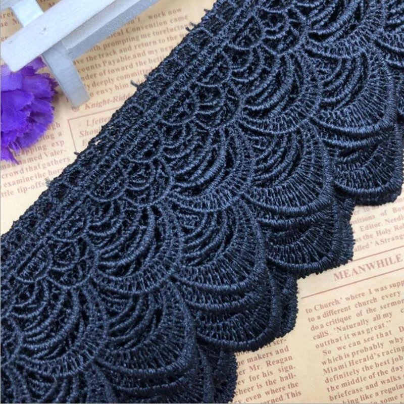 Factory wholesale polyester multi-color embroidery lace fabric clothing decorative material lace trim