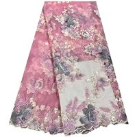 Embroidery Tulle Wedding Evening Dress Design Embroidery 3d Lace Mesh Fabric Flower Manufacturer Good Price Mesh Lace Fabric