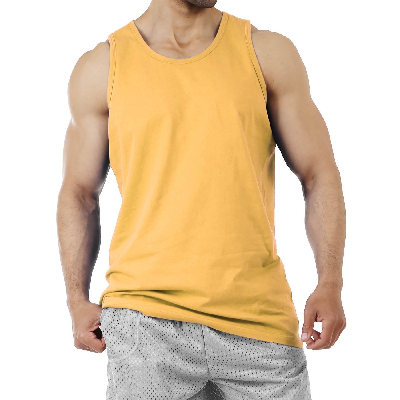 OEM Custom Men's Singlet 100% Cotton Mens Breathable Top Tank Square Tank Tops Singlets For Gym Workout From Bangladesh